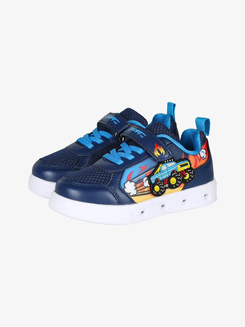 Sneakers da bambino con luci e cinturino a strappo - blu