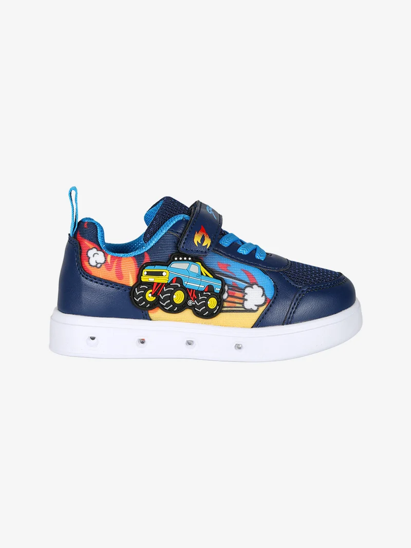 Sneakers da bambino con luci e cinturino a strappo - blu