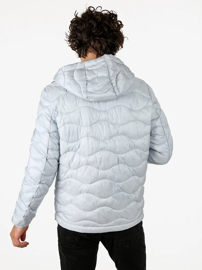 Piumino leggero da uomo con cappuccio e zip - perla