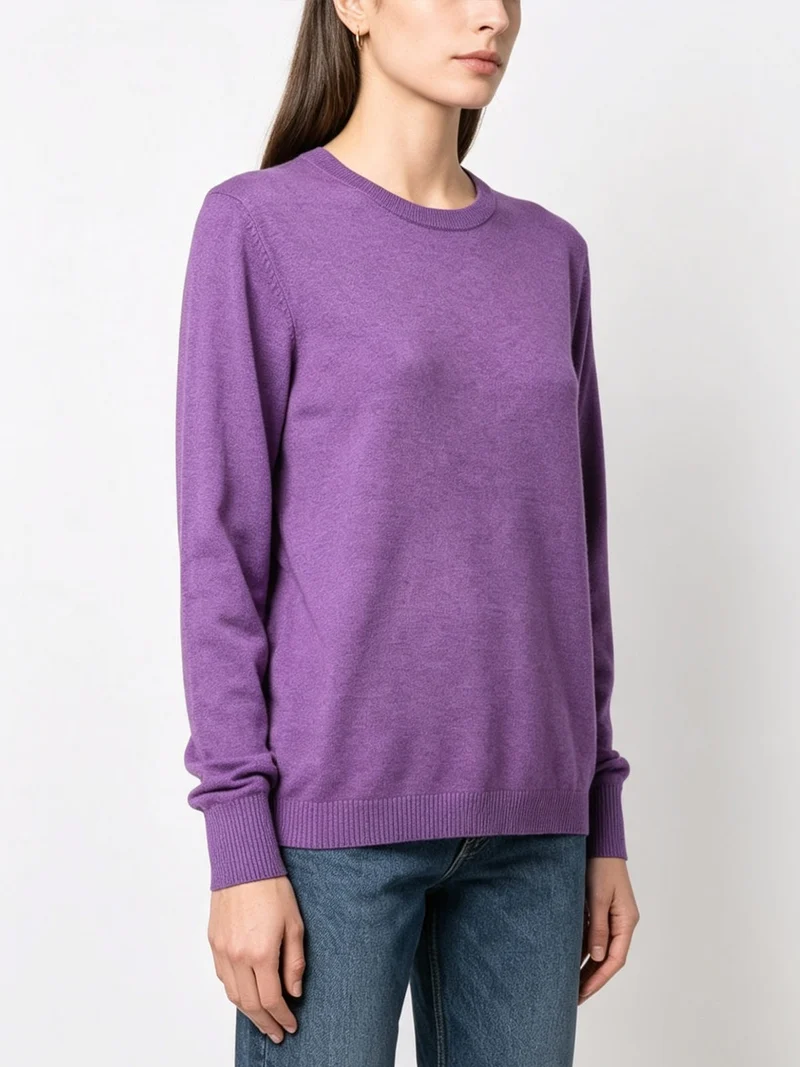 Pullover girocollo da donna in maglia - viola