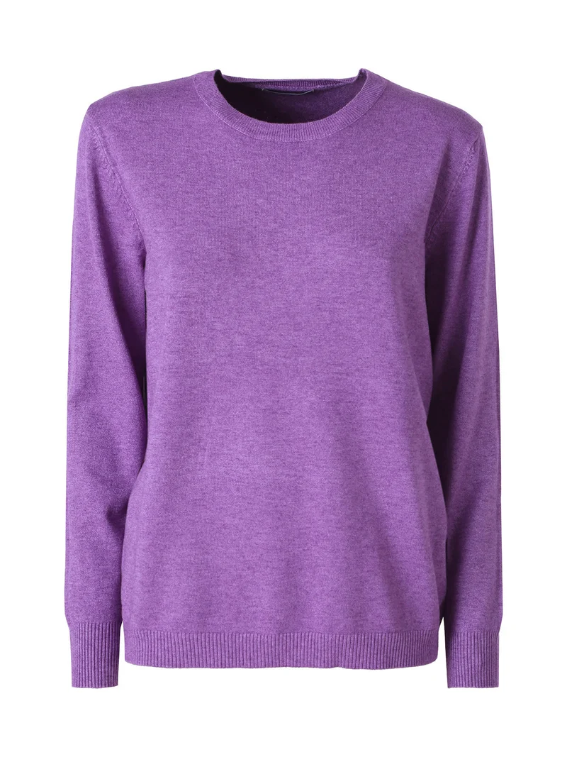 Pullover girocollo da donna in maglia - viola