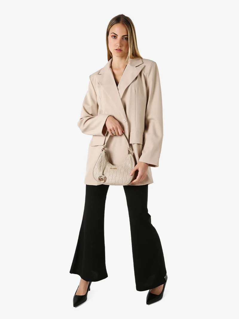 Blazer oversize da donna con chiusura a doppiopetto - beige