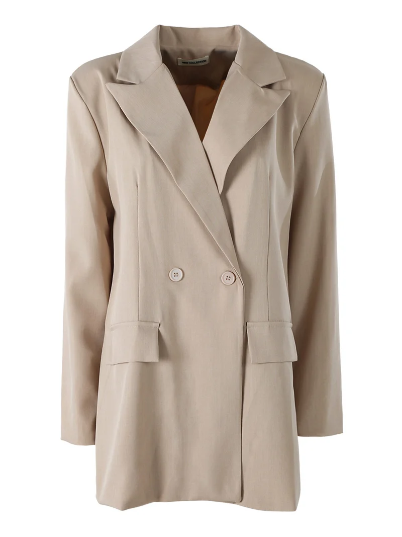 Blazer oversize da donna con chiusura a doppiopetto - beige