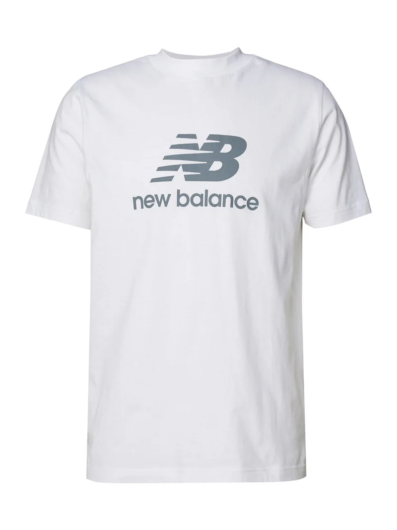 ESSENTIALS STACKED LOGO T-shirt da uomo a maniche corte in cotone - bianco