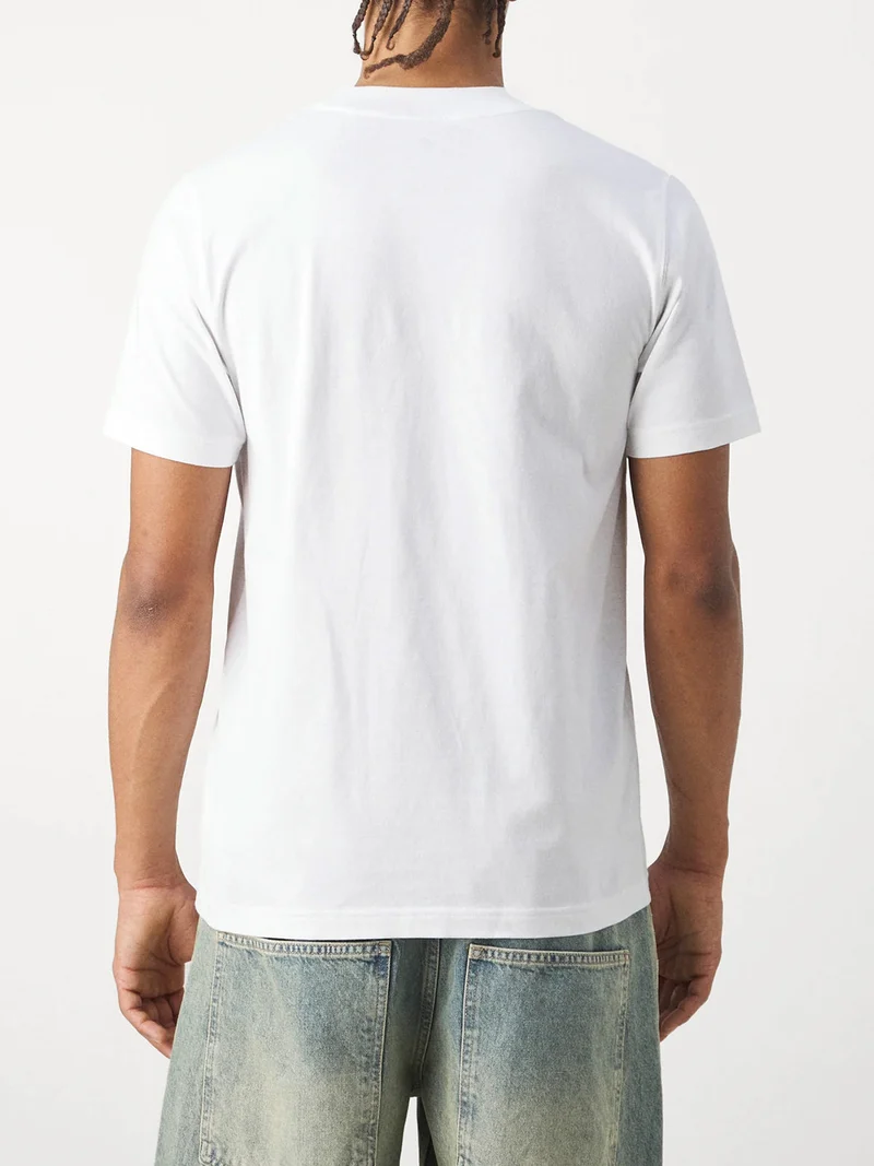ESSENTIALS STACKED LOGO T-shirt da uomo a maniche corte in cotone - bianco