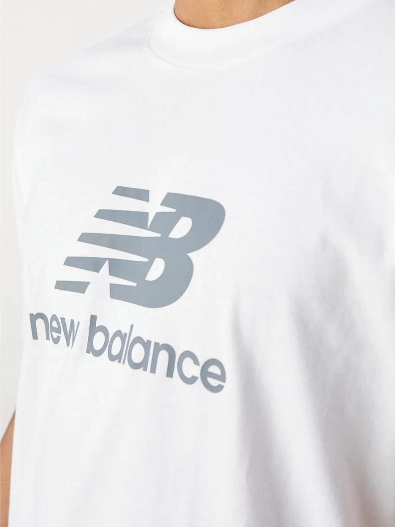 ESSENTIALS STACKED LOGO T-shirt da uomo a maniche corte in cotone - bianco