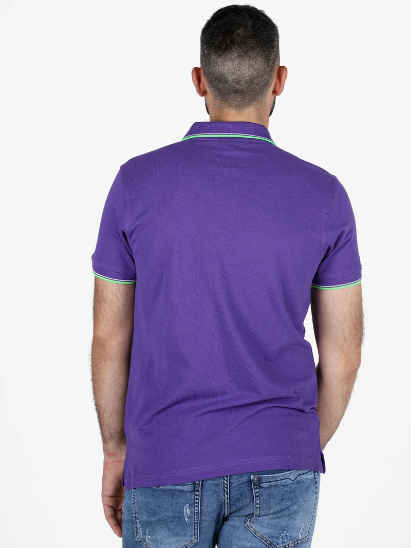 Polo da uomo in cotone a maniche corte - viola
