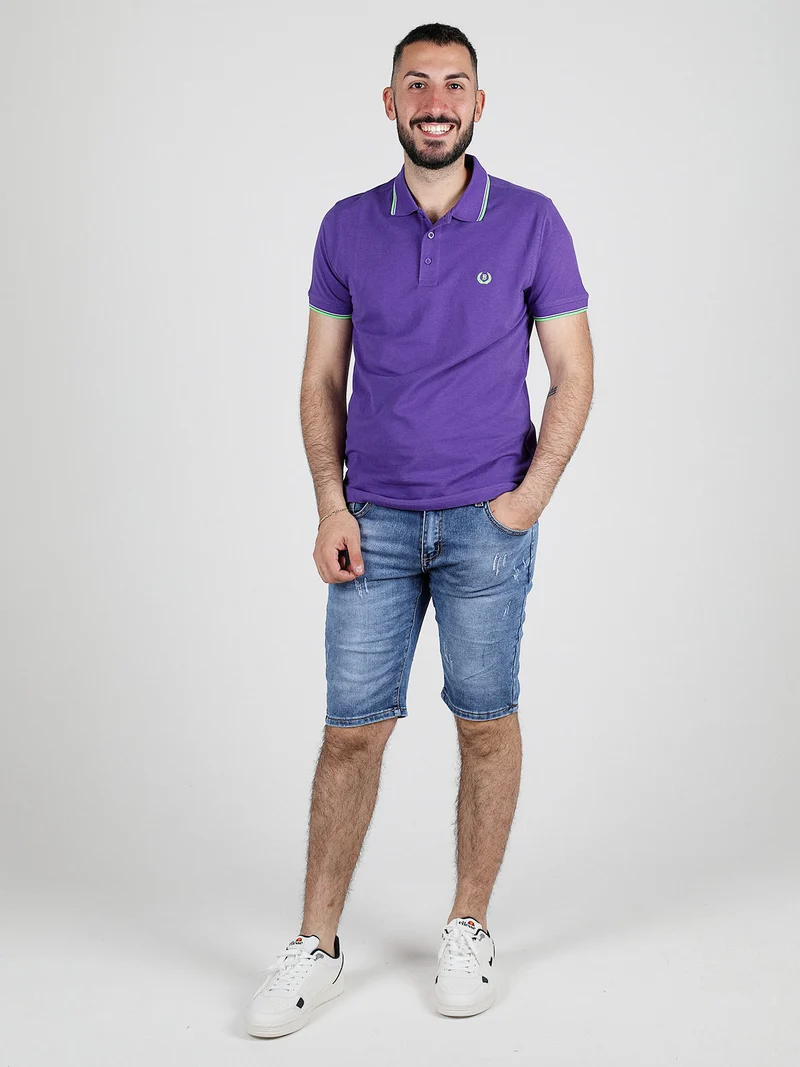 Polo da uomo in cotone a maniche corte - viola