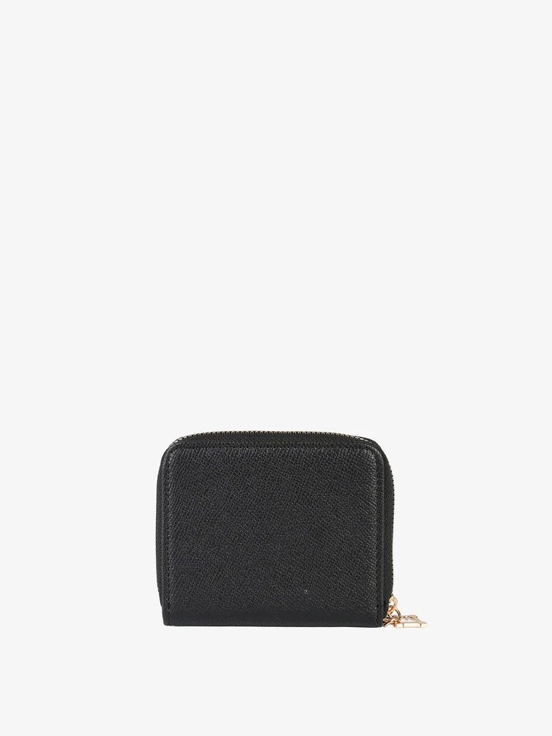 Portafoglio mini da donna zip e logo - nero