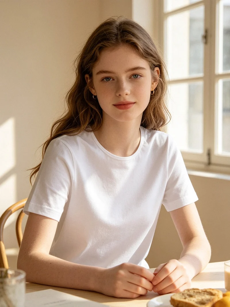 Maglia intima da bambina girocollo - bianco