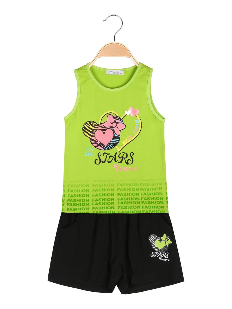 Completo corto da bambina con canotta e shorts - mela