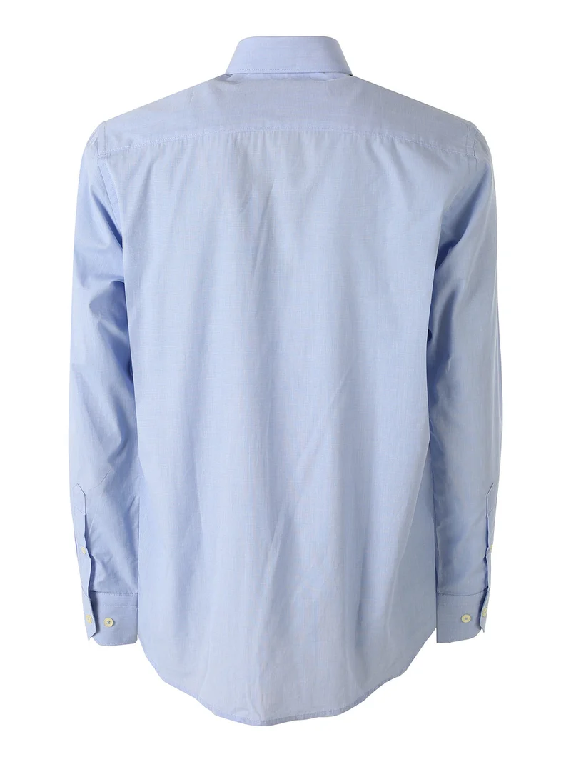 Camicia da uomo in cotone a maniche lunghe con taschino - azzurro