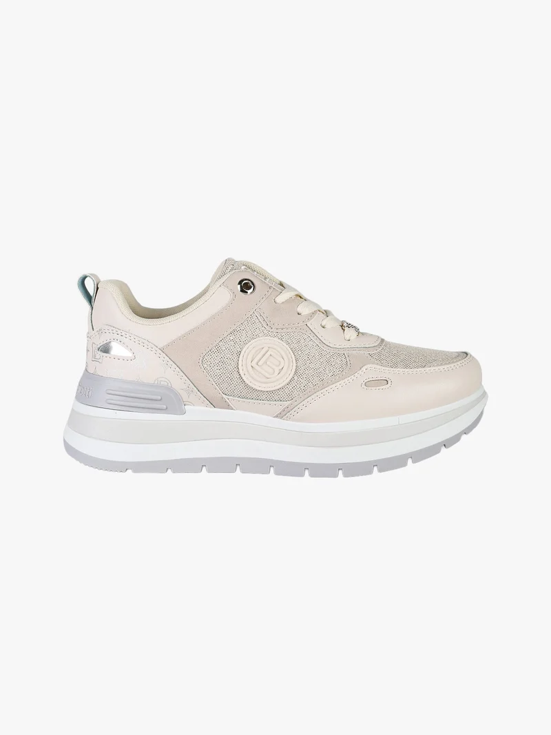 Sneakers donna lurex con platform - argento