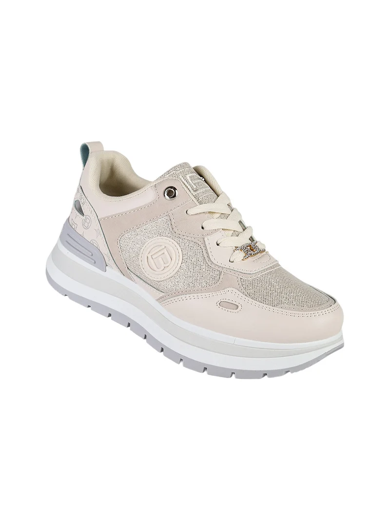 Sneakers donna lurex con platform - argento