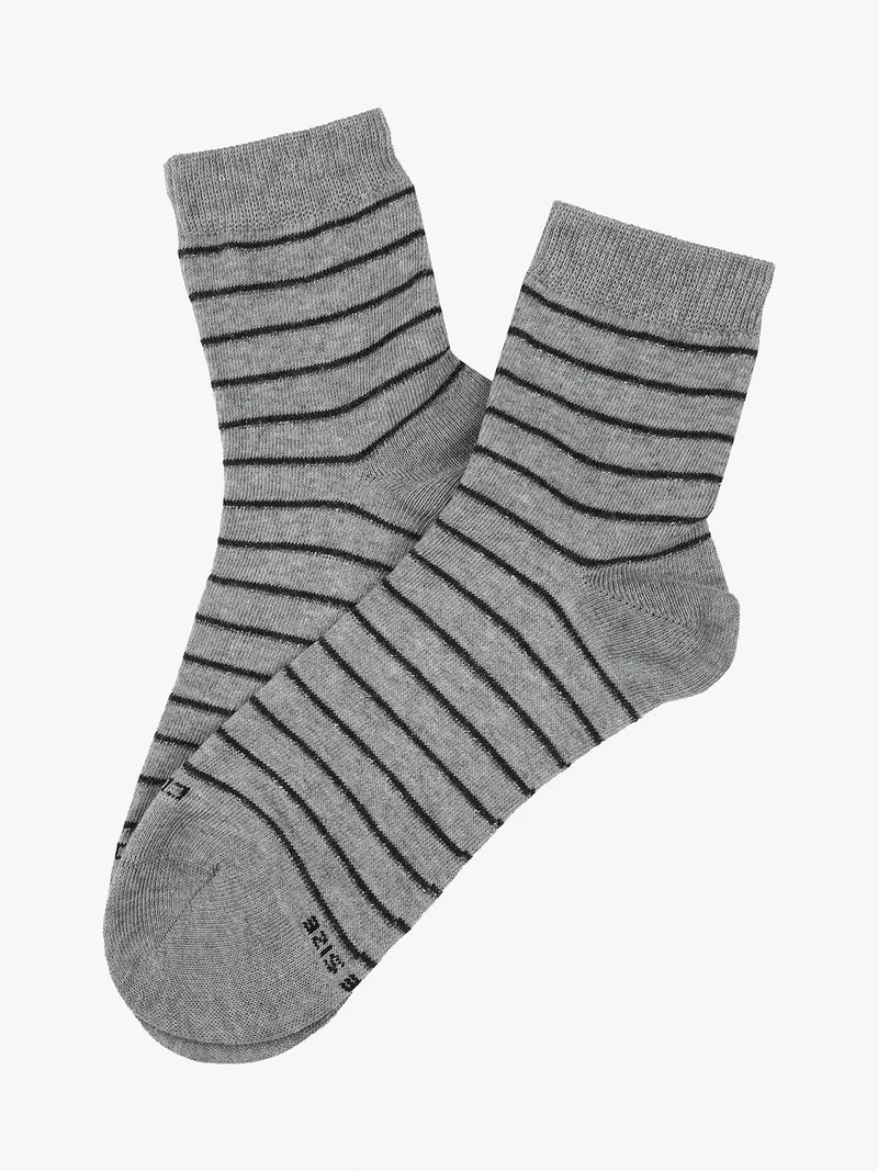 Calze corte da donna in caldo cotone a righe - grigio