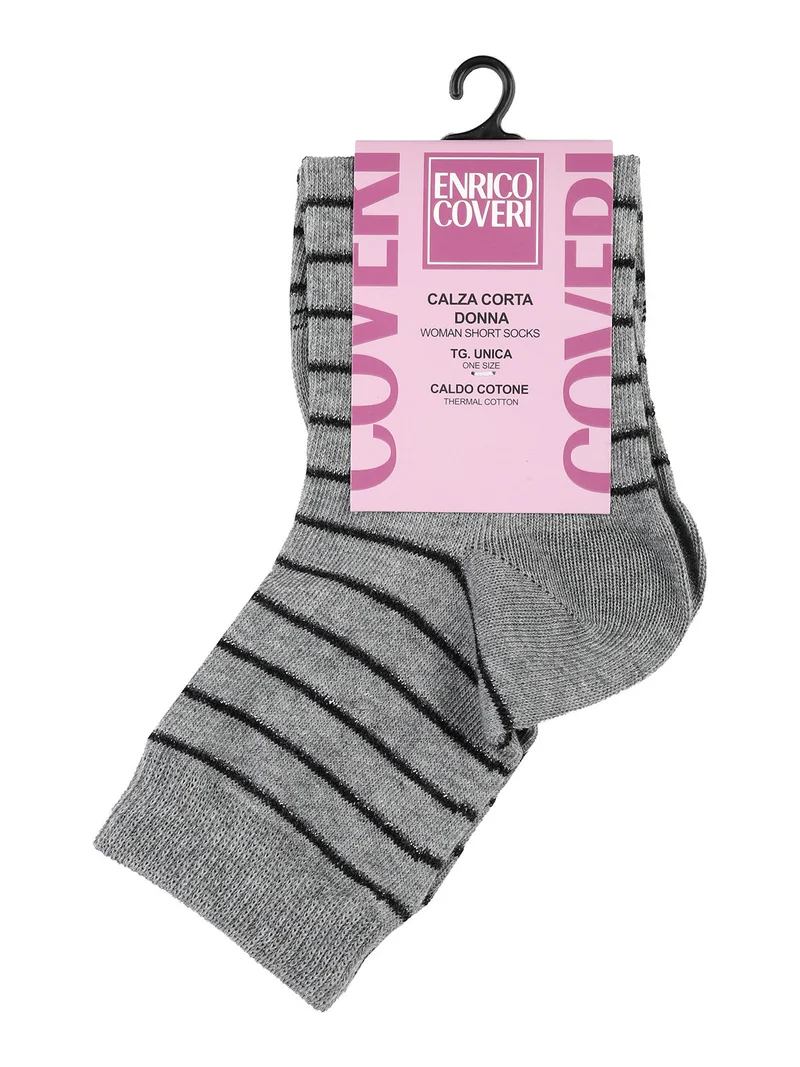 Calze corte da donna in caldo cotone a righe - grigio