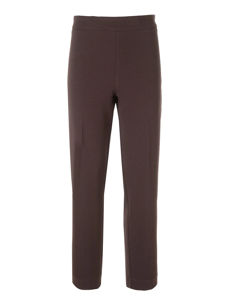 Completo elegante da donna con blazer aperto e pantaloni a gamba dritta - moro