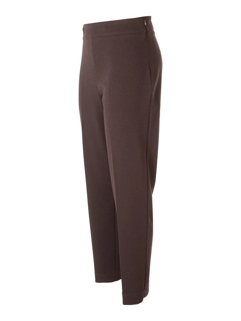 Completo elegante da donna con blazer aperto e pantaloni a gamba dritta - moro