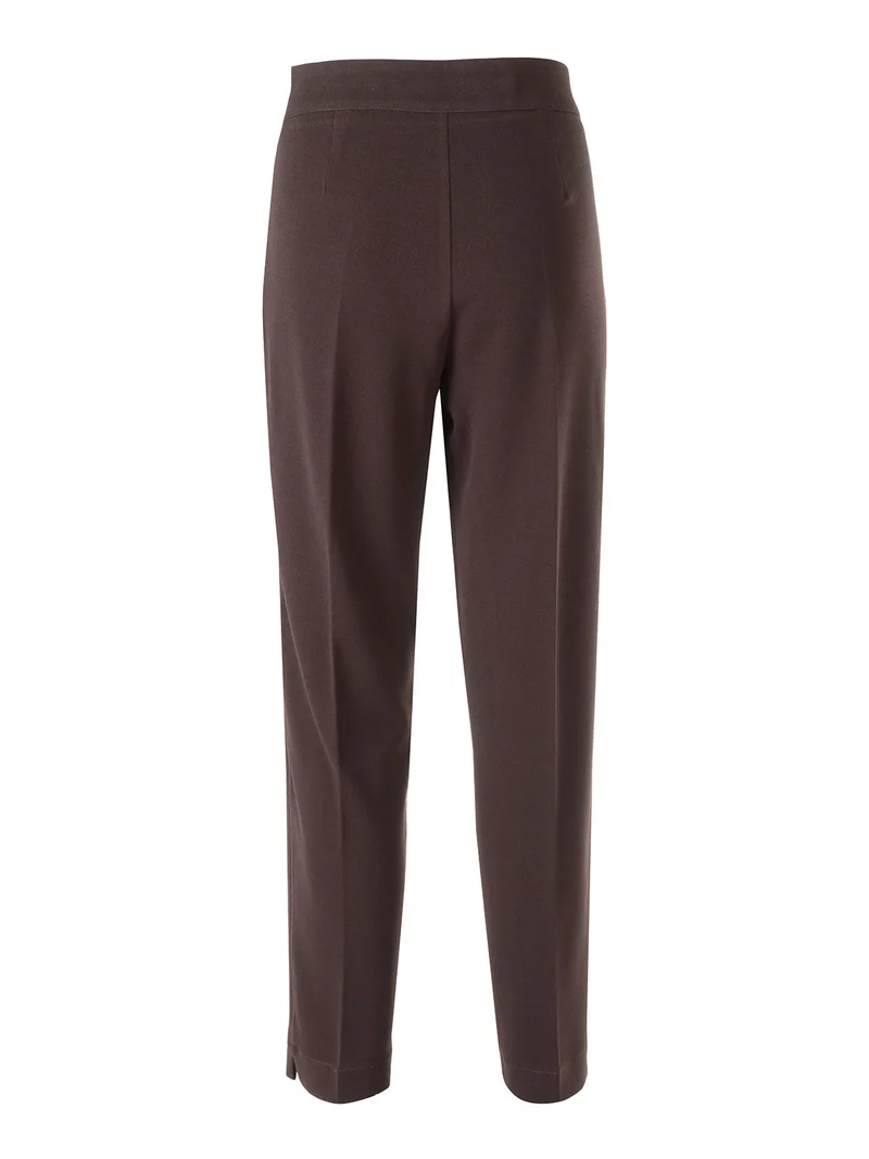 Completo elegante da donna con blazer aperto e pantaloni a gamba dritta - moro