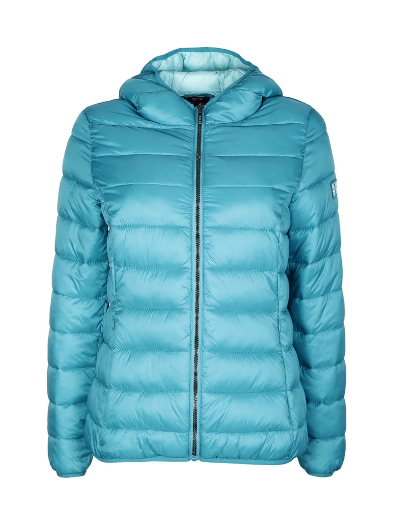 Piumino donna con cappuccio e zip - ottanio
