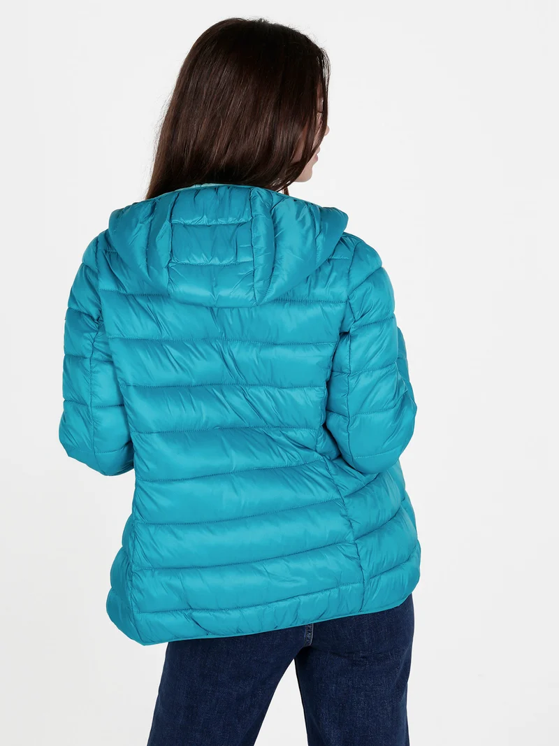 Piumino donna con cappuccio e zip - ottanio