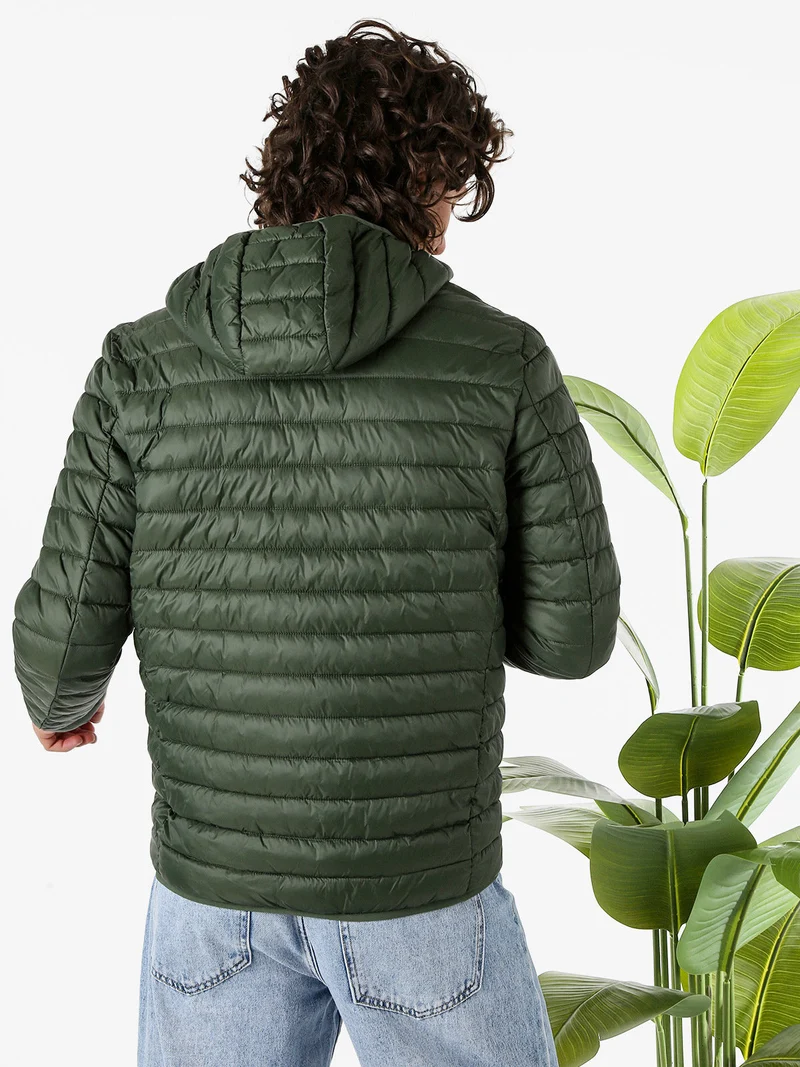 Giubbino da uomo modello 100 grammi con cappuccio e zip - militare