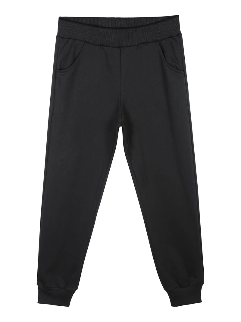 Pantaloni tuta da bambina con polsini - nero