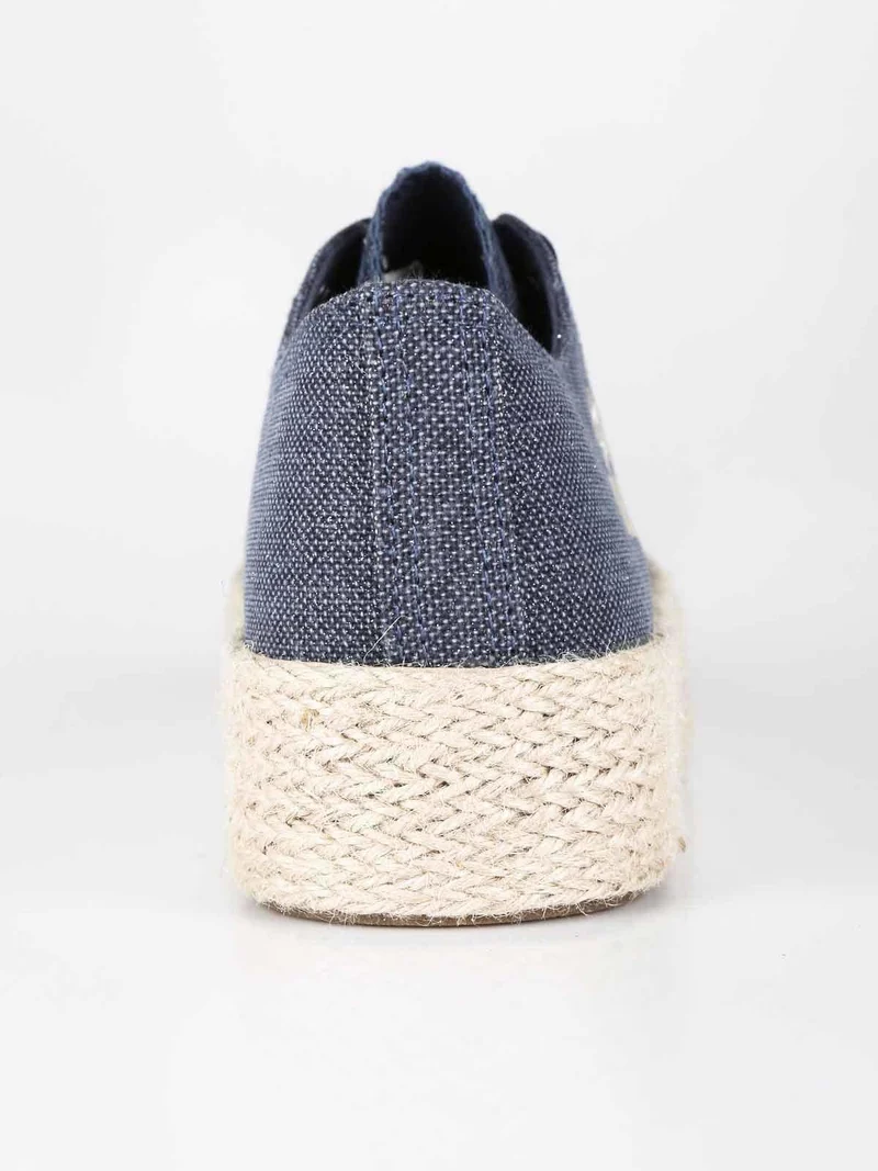 Scarpe in tela jeans con platform in corda - jeans