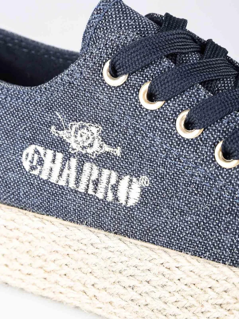 Scarpe in tela jeans con platform in corda - jeans