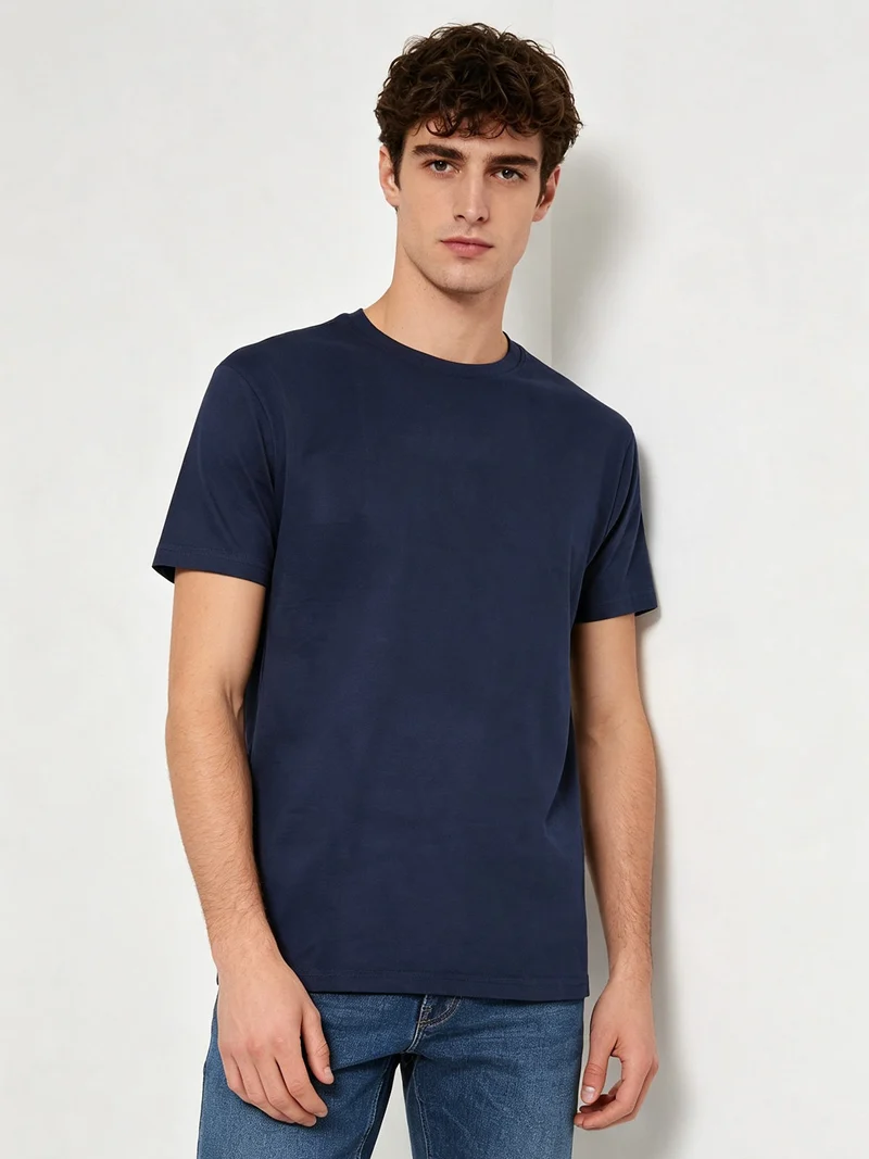 T-shirt intima da uomo girocollo in caldo cotone - blu