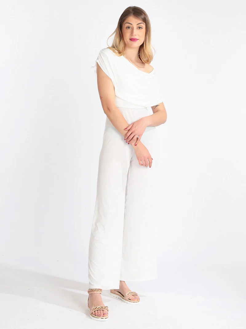 Tuta jumpsuite a maniche corte - bianco