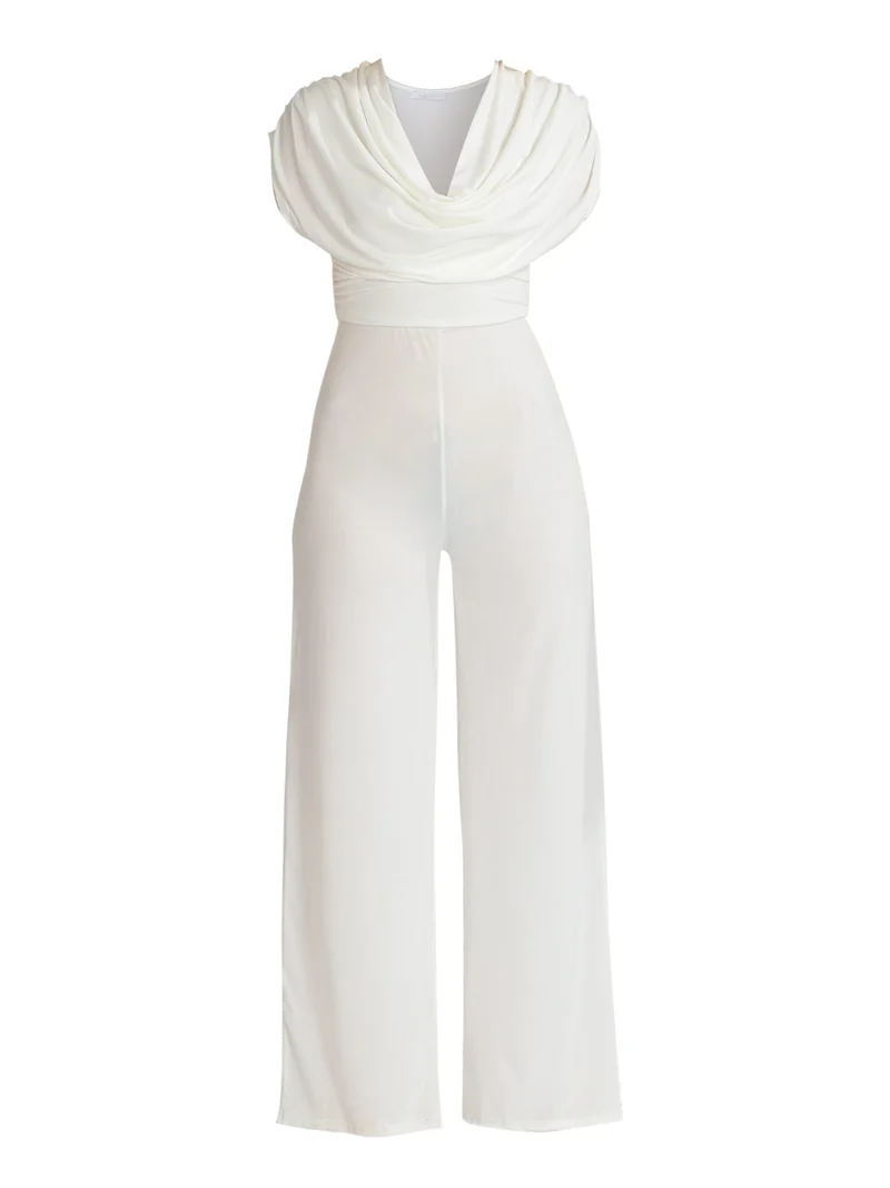 Tuta jumpsuite a maniche corte - bianco