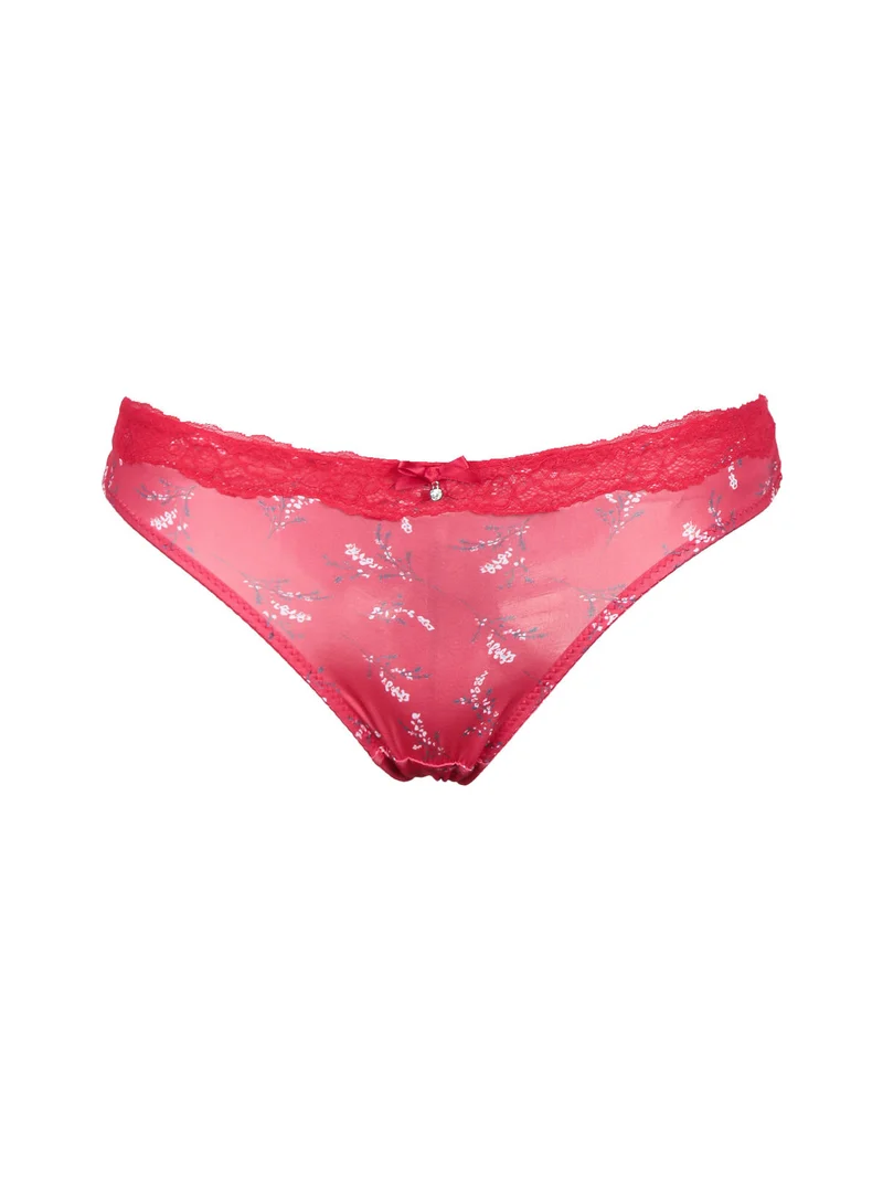 Slip donna a fiori con pizzo - rosso