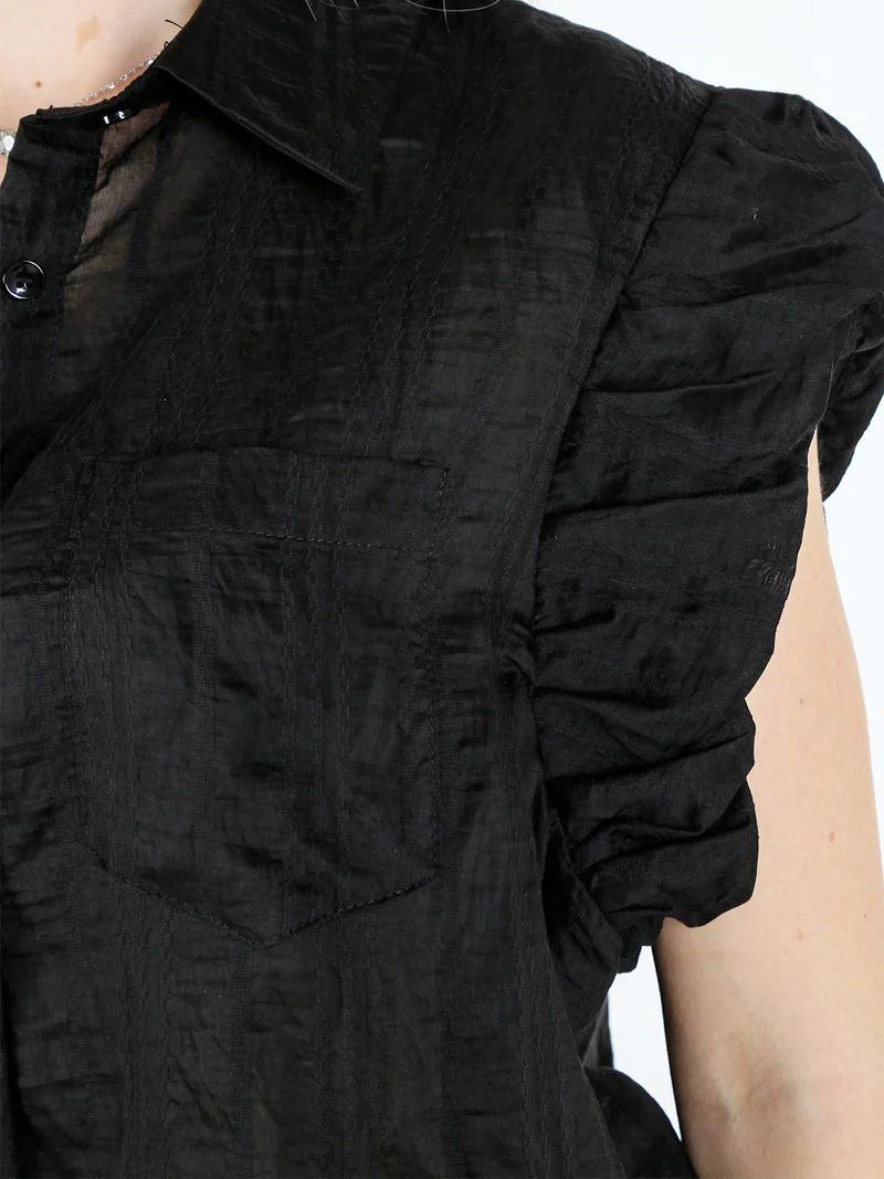 Camicia donna oversize a maniche corte - nero