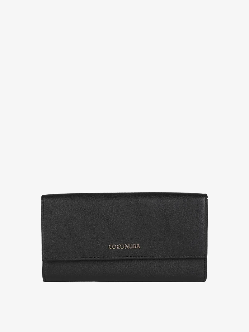 Portafoglio in pelle da donna maxi - nero