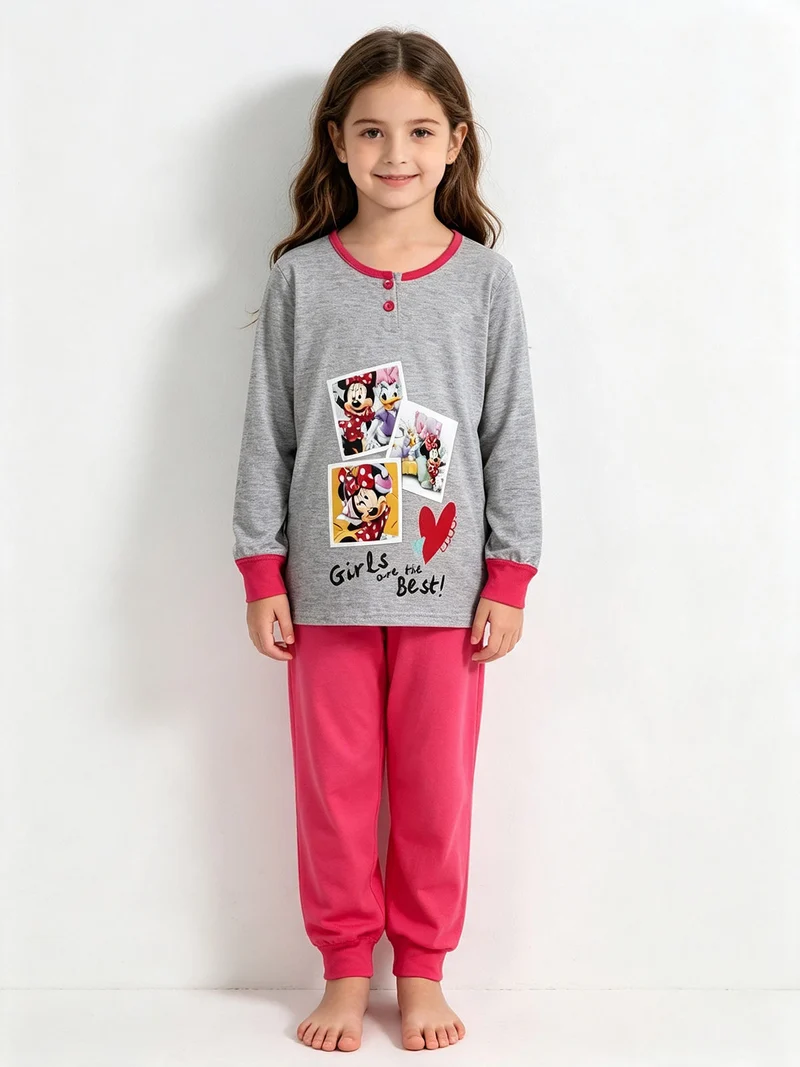 Minnie pigiama lungo bambina in cotone - grigio