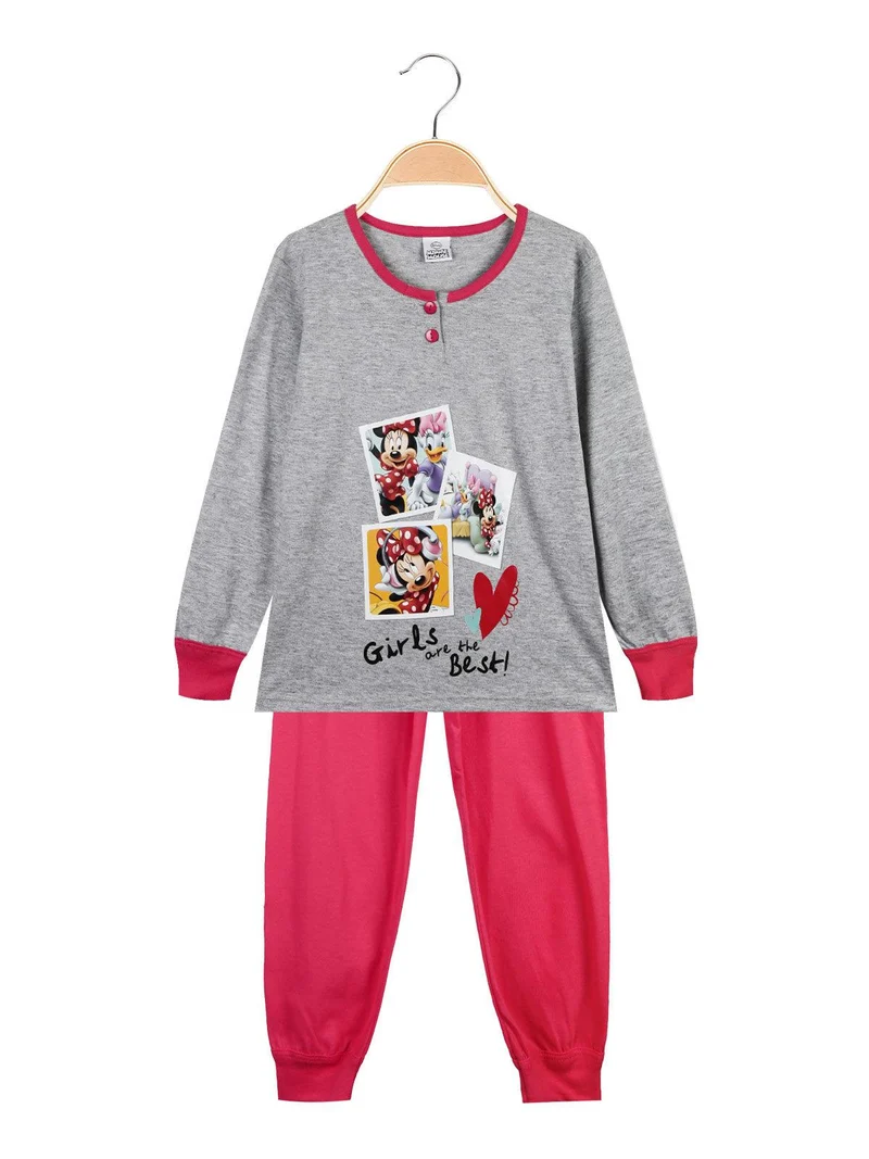 Minnie pigiama lungo bambina in cotone - grigio
