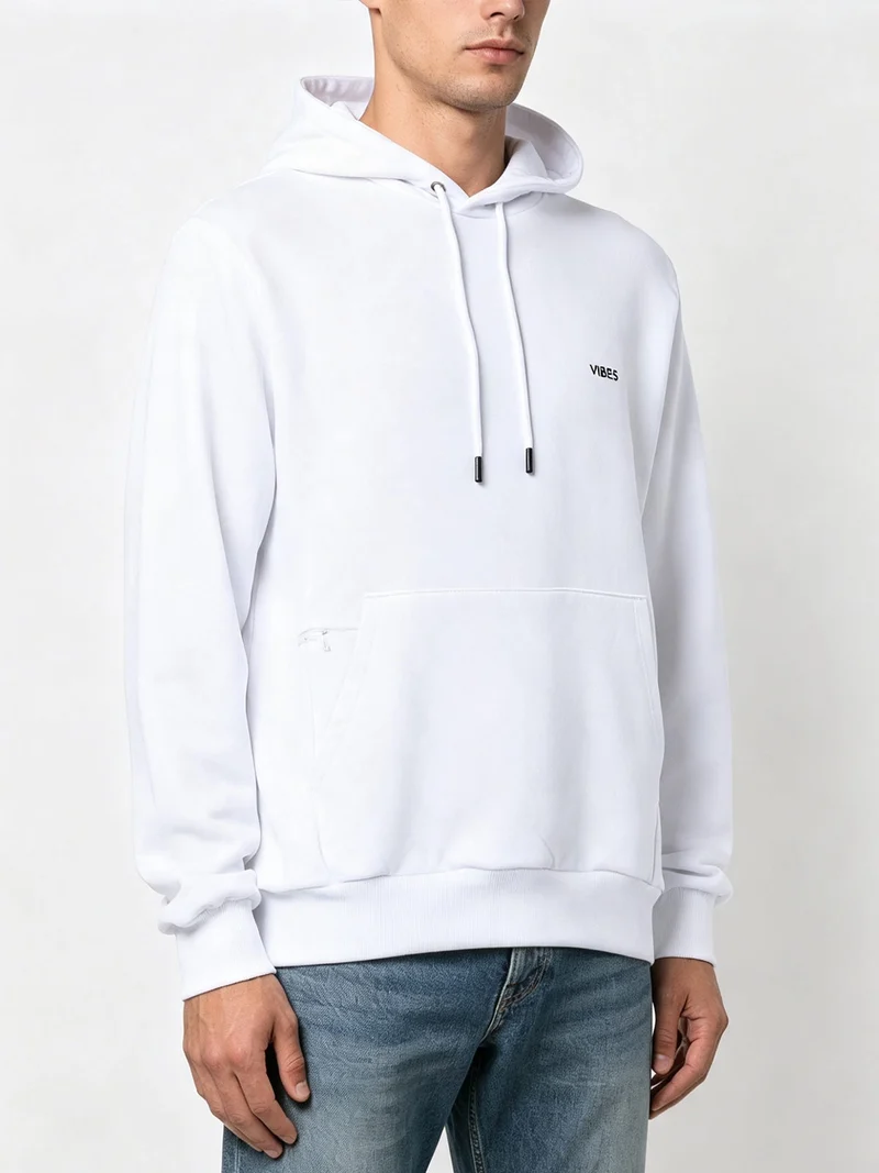 Felpa da uomo in cotone con cappuccio - bianco