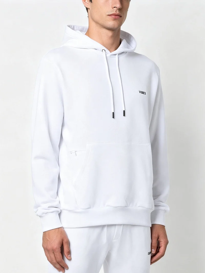 Felpa da uomo in cotone con cappuccio - bianco