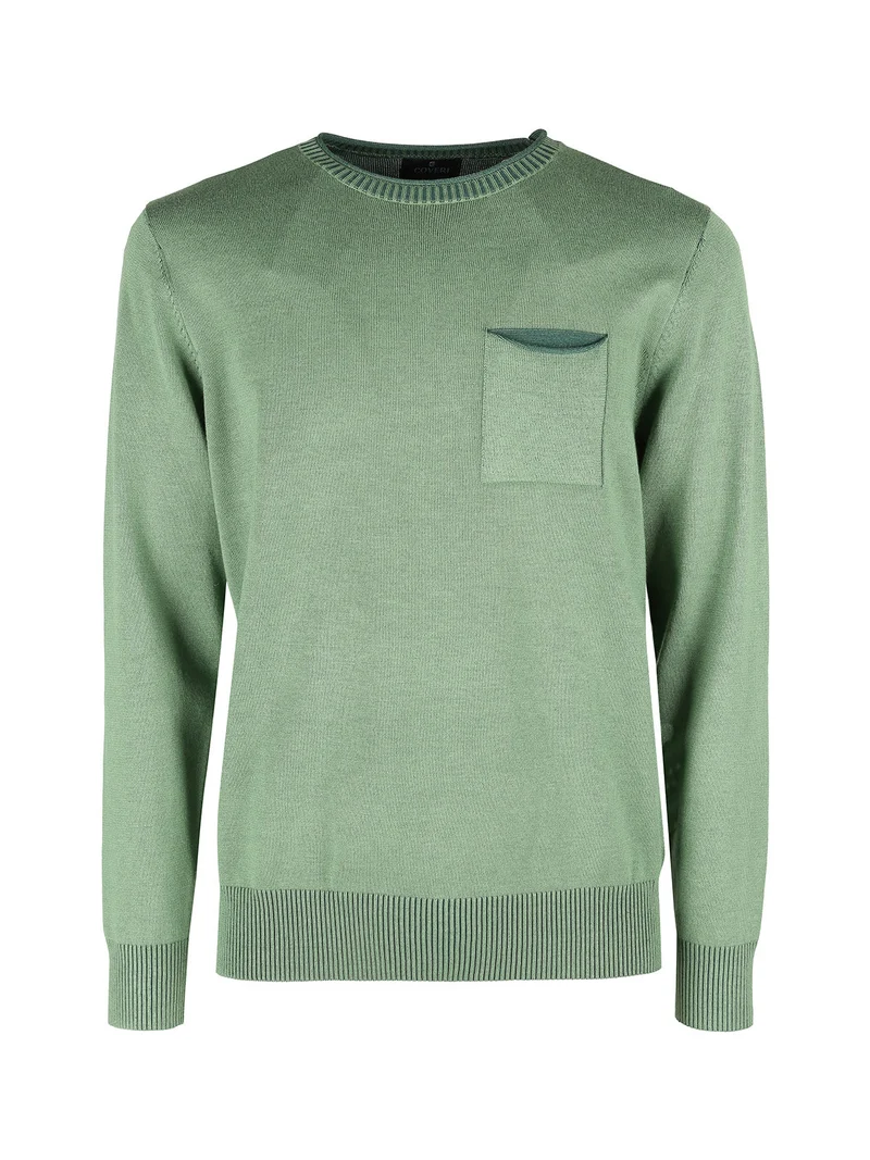Pullover da uomo in maglia con taschino - verde