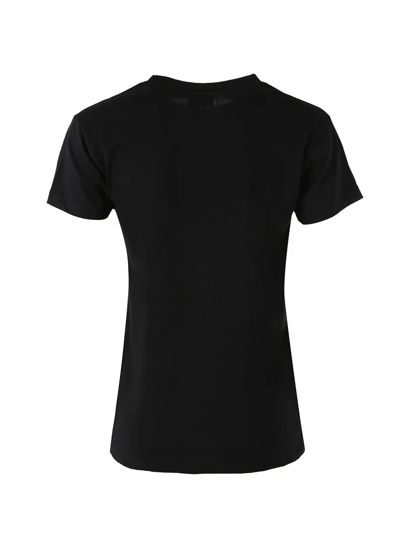 T-shirt girocollo da donna in cotone con logo - nero