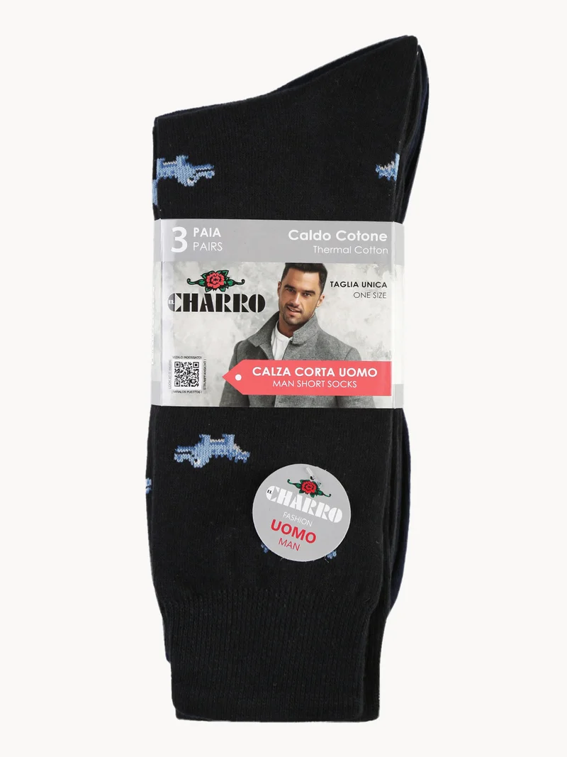 Calza corta da uomo con stampe - blu scuro