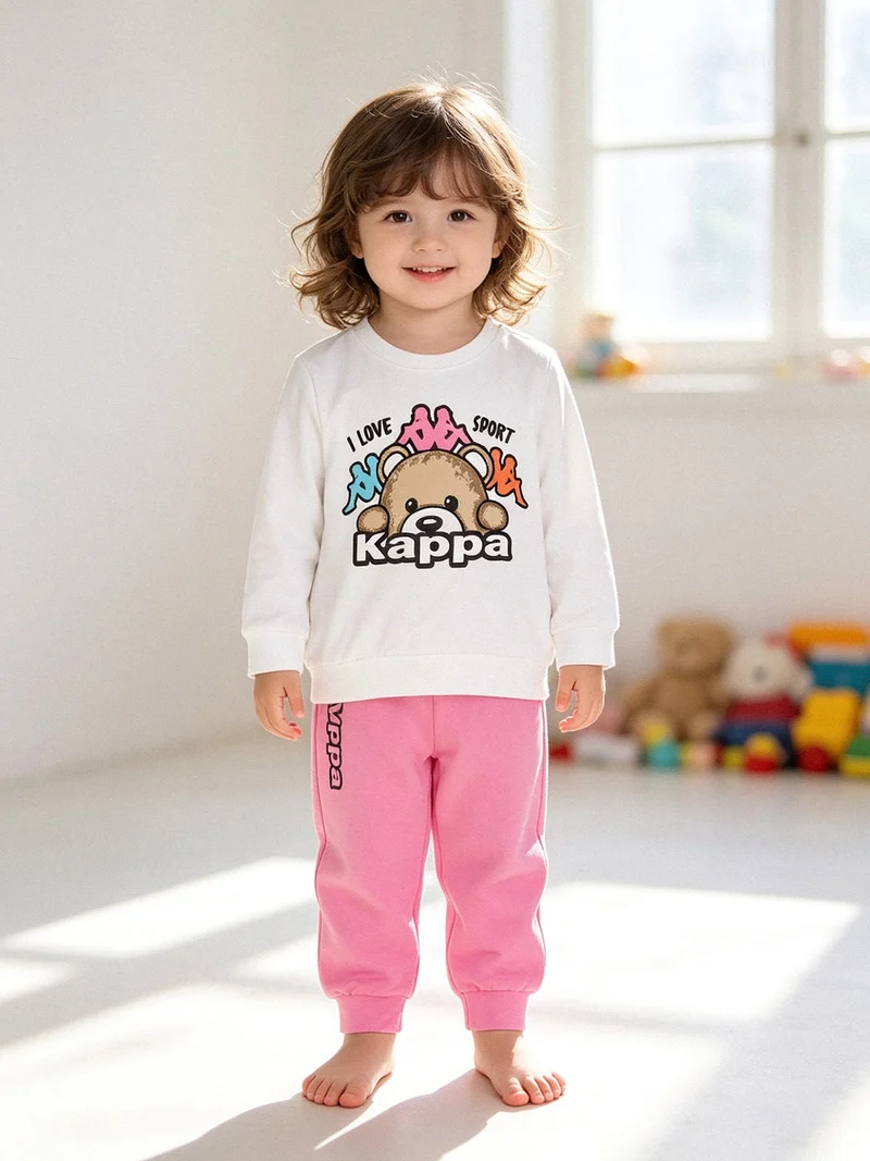 Completo tuta da neonata 2 pezzi con felpa e pantaloni in cotone - bianco