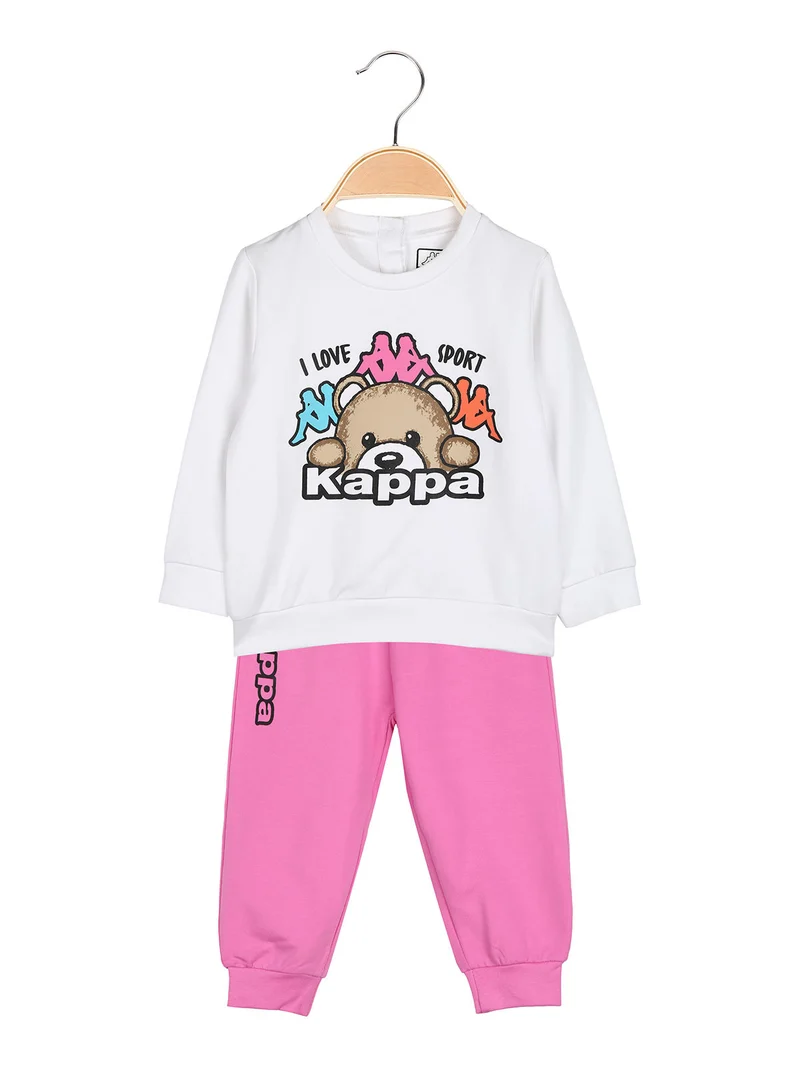 Completo tuta da neonata 2 pezzi con felpa e pantaloni in cotone - bianco