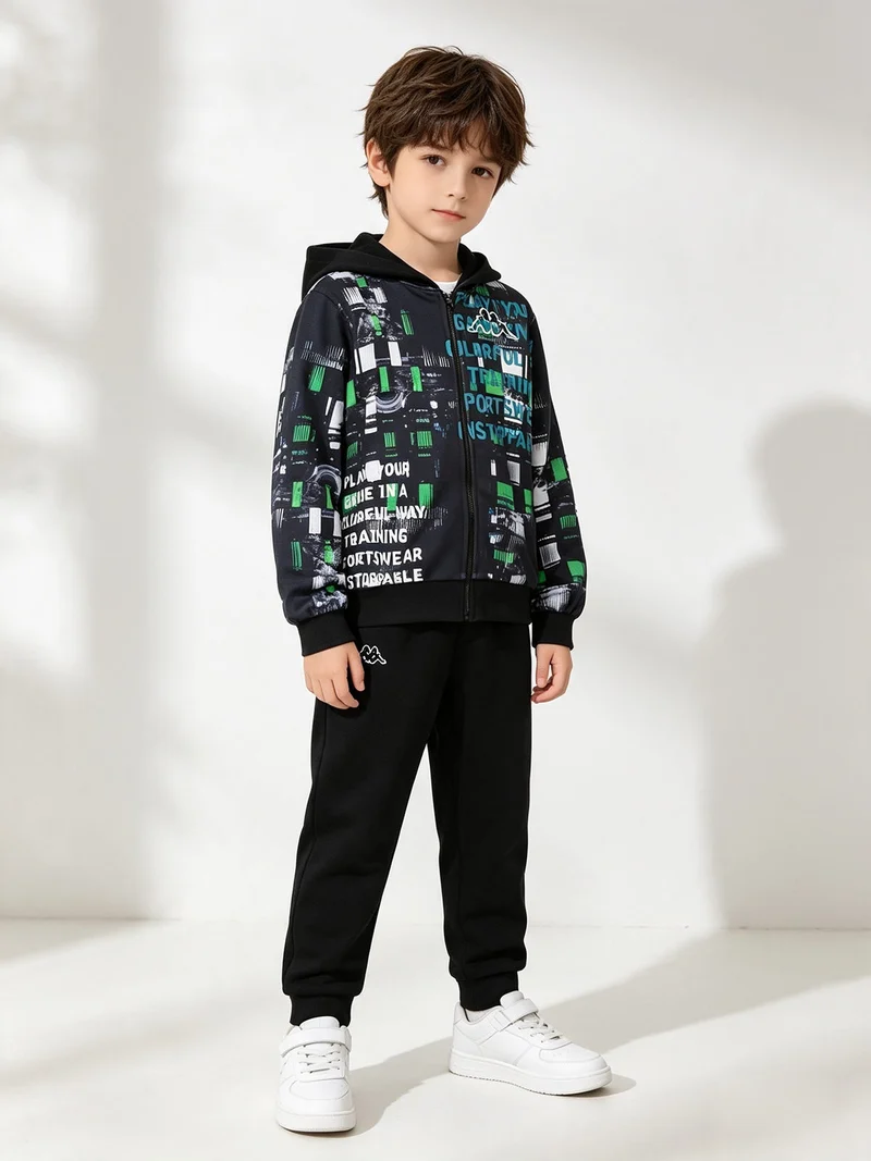 Completo da ragazzo 2 pezzi con cappuccio e zip - grigio scuro