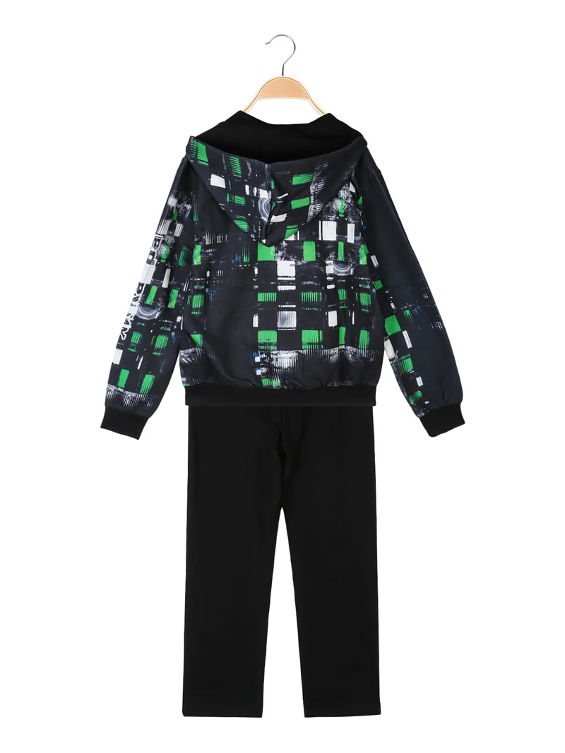 Completo da ragazzo 2 pezzi con cappuccio e zip - grigio scuro