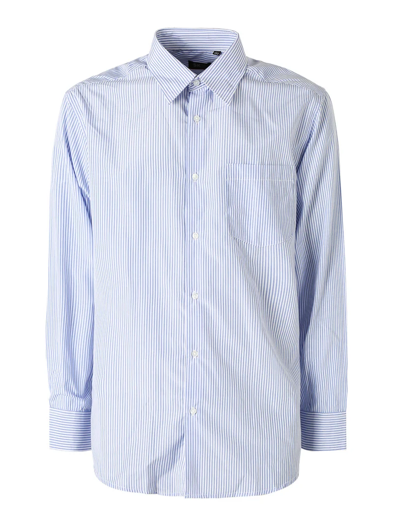 Camicia rigata da uomo a maniche lunghe - blu