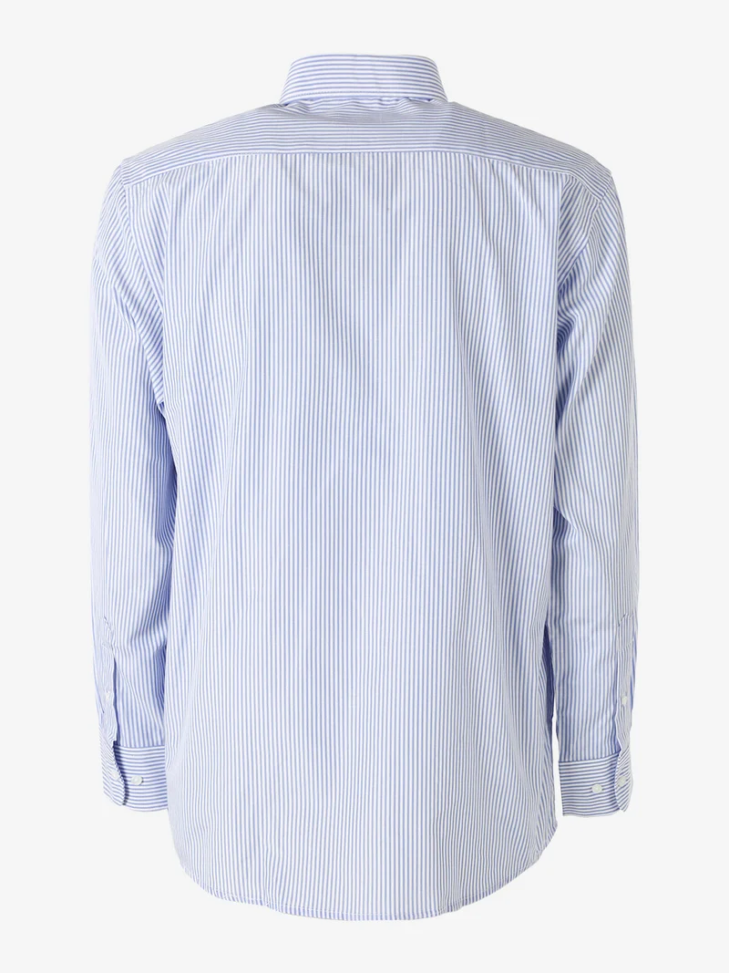 Camicia rigata da uomo a maniche lunghe - blu