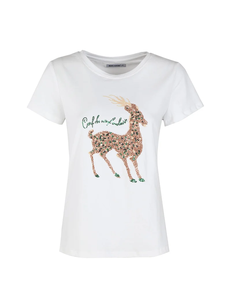 T-shirt donna con paillettes - bianco