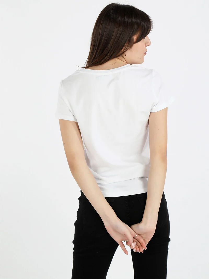 T-shirt donna con paillettes - bianco